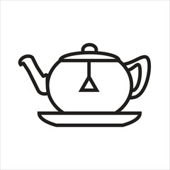 tea pot vector icon line template