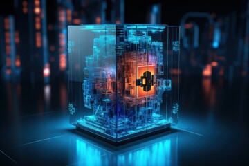 Glass Box Encasing Computer Processor Generative AI
