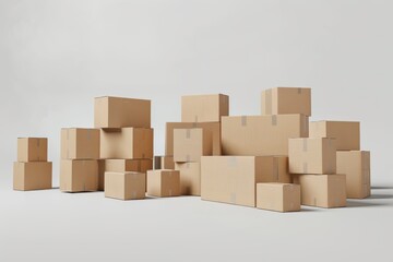 Stacks of cardboard boxes white