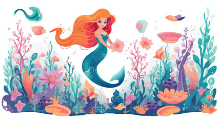 Obraz na płótnie Canvas Enchanting underwater kingdom with mermaids and sea