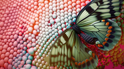 Abstract illustration of a fantastic butterfly on an artistically designed background