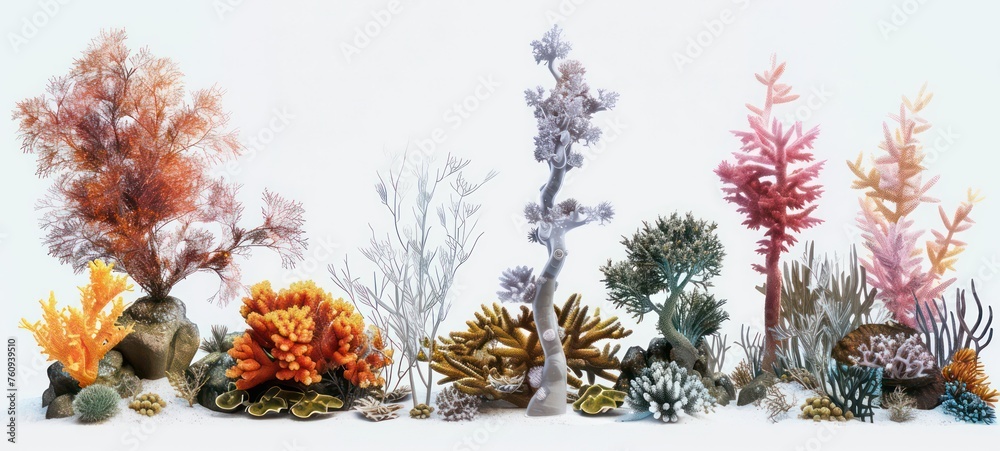 Wall mural coral reef on white isolated background