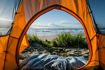 Beach View Through Tent Opening