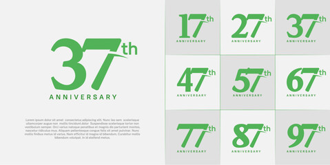 Set of Anniversary Logotype with swoosh, green color can be use for special day celebration
