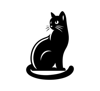 Black cat simple minimal vector illustration graphic