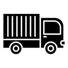 Shipping truck black glyph solid icon