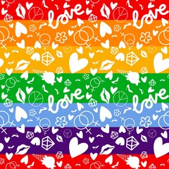 Abstract girl pride doodle seamless lgbtq rainbow pattern for fabrics and linens and summer party accessories