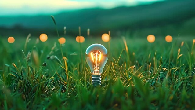 lightbulb in a farming agricultural field green energy and environmentalism concept Generative AI