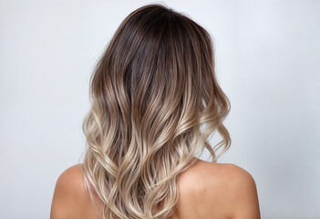 Fototapeta premium Wavy Blonde Ombre Hair on a Woman with Subtle Makeup