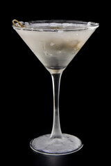 Chilled vodka martini with bleu cheese stuffed olives