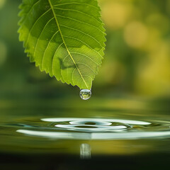 water drop on leaf. Generative AI