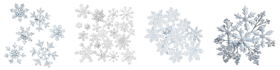 Winter snowflakes in a delicate formation. Hyperrealistic Highly Detailed Isolated On Transparent Background Png File