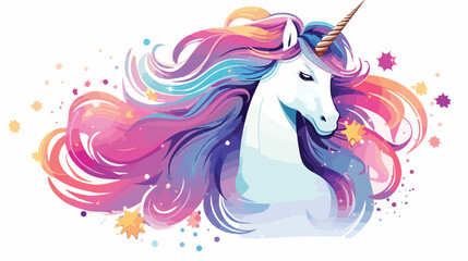 Obraz na płótnie Canvas Magical unicorn with flowing mane and sparkles. fla
