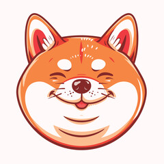 free vector cute shiba inu face with happy emotions