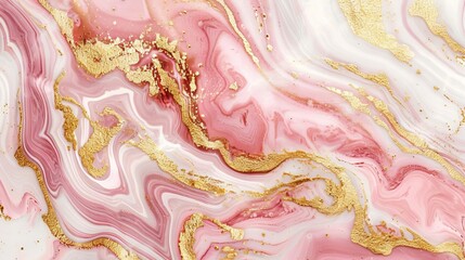 Abstract luxury marble texture with elegant swirls of pink, gold, and white, perfect for wedding invitations, women's day, or Mother's Day backgrounds