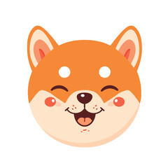 free vector cute shiba inu face with happy emotions