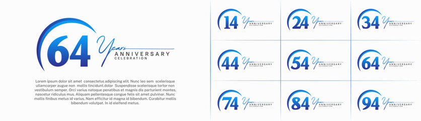 Set of Anniversary Logotype blue color can be use for special day celebration