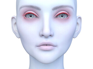 女性の顔アップ　3DCGレンダリング