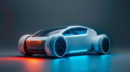 Futuristic Automated Car Concept with Driver Assistant System and Adaptive Cruise Control