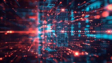 Fototapeta premium Futuristic digital background for AI, neural networks, and data science