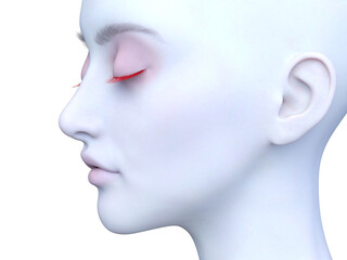 女性の顔アップ　3DCGレンダリング