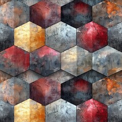 Industrial Geometry: Abstract Hexagonal Cube Art