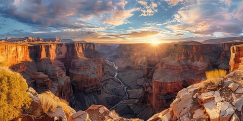 breathtaking view of Grand Canyon Colorado in USA at sunrise - obrazy, fototapety, plakaty