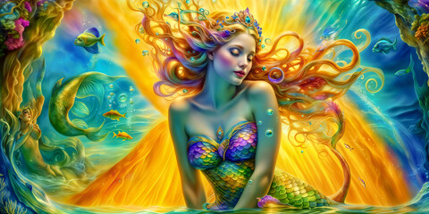 beautiful fantasy mermaid queen. mermaid fantasy wallpapers. beautiful fantasy art portrait
