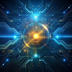 Obraz premium futuristic digital circuitry background with sleek lines and metallic accents, conveying innovation and technological advancement.
