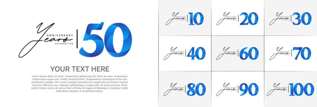 Set of Anniversary Logotype blue and black color can be use for special day celebration