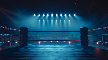 Octagonal ring for fights without rules. Arena for fights. Close-up of the net in the ring. Selective focus. Sports concept. - obrazy, fototapety, plakaty