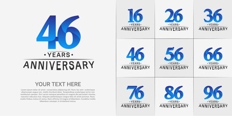 Set of Anniversary Logotype black and blue color can be use for special day celebration