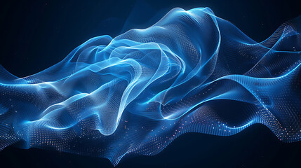 A mesmerizing abstract wireframe futuristic dark blue background, featuring dynamic shapes and vibrant colors, perfect for modern design projects and sci-fi concepts