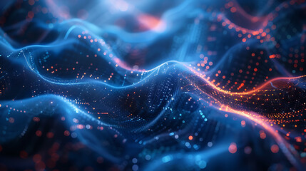 Fototapeta premium A mesmerizing abstract wireframe futuristic dark blue background, featuring dynamic shapes and vibrant colors, perfect for modern design projects and sci-fi concepts