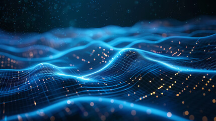 A mesmerizing abstract wireframe futuristic dark blue background, featuring dynamic shapes and vibrant colors, perfect for modern design projects and sci-fi concepts