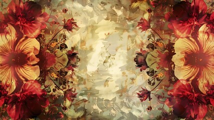 Fantasy vintage wallpaper adorned with an array of magical flowers