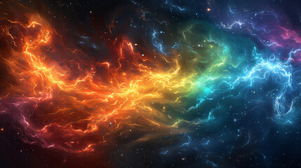 An image of colorful clouds in space.