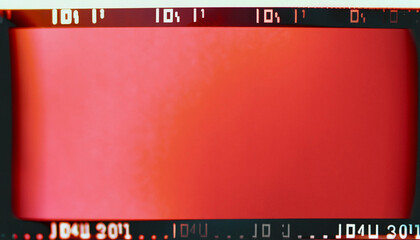 Medium format film negative with red scale effect. - obrazy, fototapety, plakaty