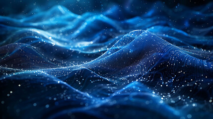 A mesmerizing abstract wireframe futuristic dark blue background, featuring dynamic shapes and vibrant colors, perfect for modern design projects and sci-fi concepts