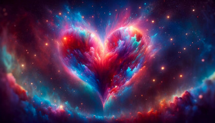 cosmic heart in nebulous love embrace