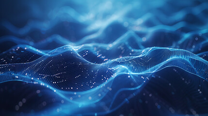 A mesmerizing abstract wireframe futuristic dark blue background, featuring dynamic shapes and vibrant colors, perfect for modern design projects and sci-fi concepts