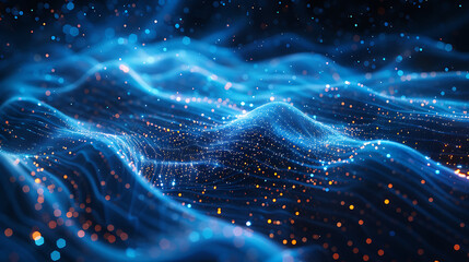 Obraz premium A mesmerizing abstract wireframe futuristic dark blue background, featuring dynamic shapes and vibrant colors, perfect for modern design projects and sci-fi concepts