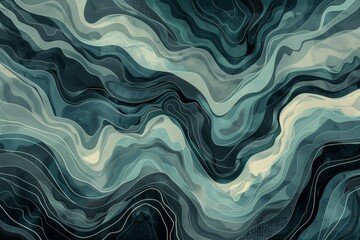 A wave with a blue and white color scheme - obrazy, fototapety, plakaty