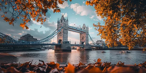 Schapenvacht deken met patroon Tower Bridge Tower Bridge in London in Autumn