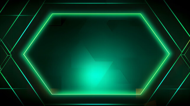 green tech futuristic background with neon light