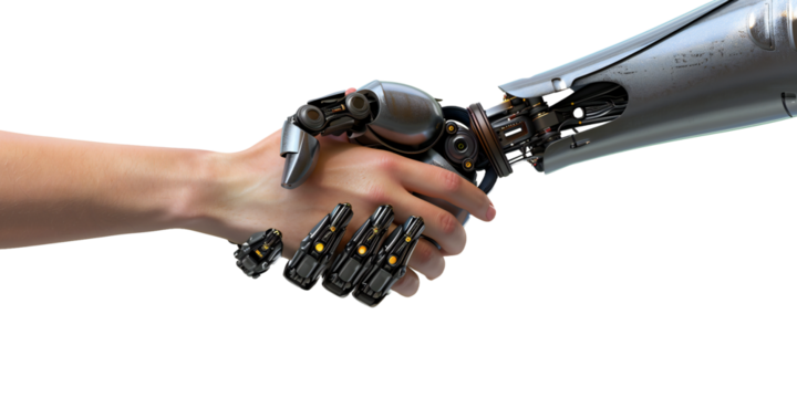 human hand shaking a robot hand