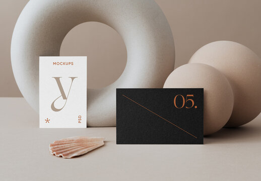 Business Card with Shell Mockup