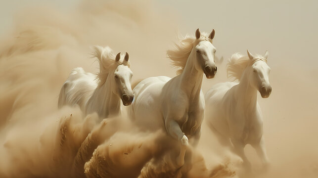 white horse on the desert