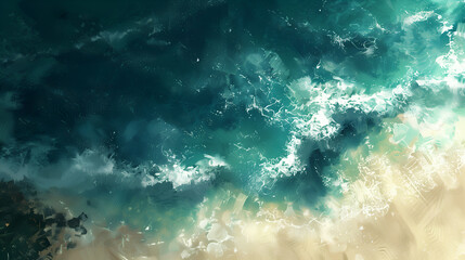 Wallpapers about the seaside, cold colors, a cool atmosphere, top-down, - obrazy, fototapety, plakaty