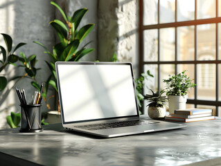 Fototapeta premium laptop and screen in the office room